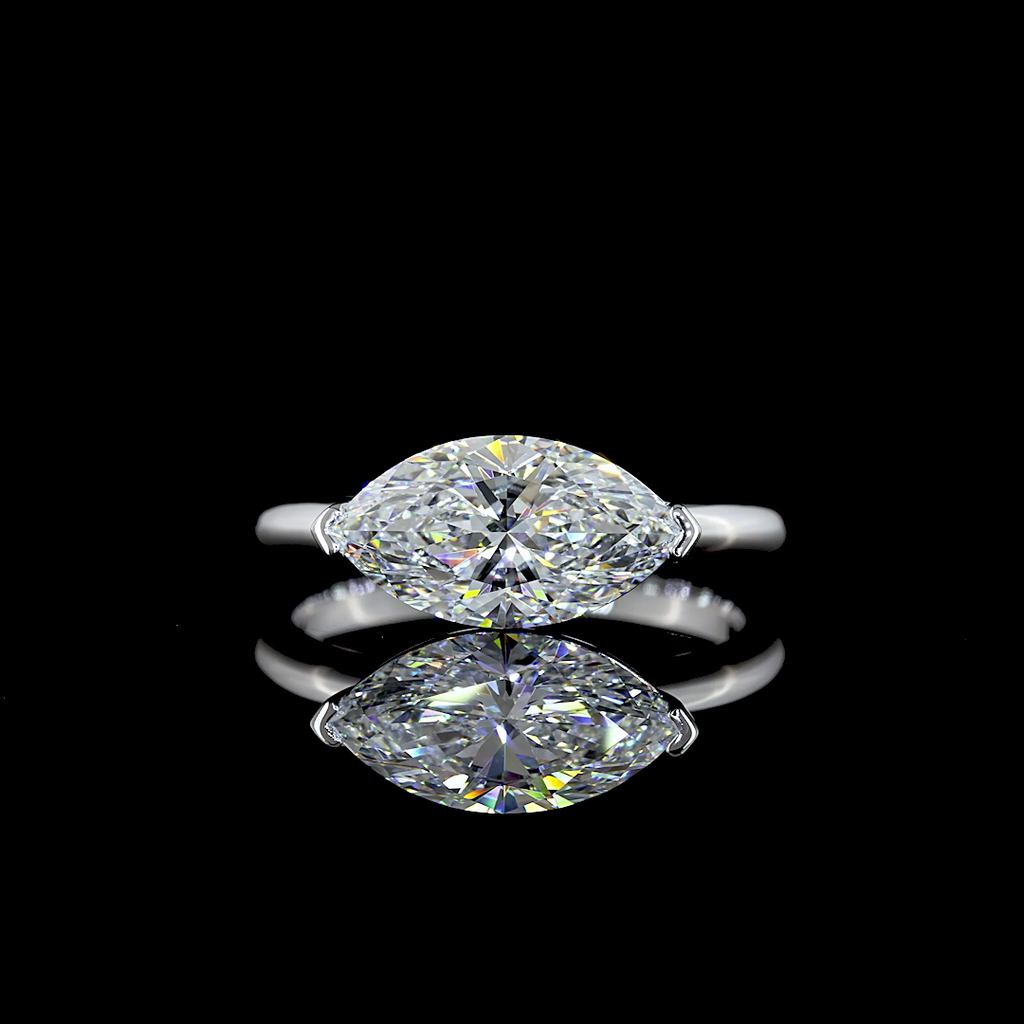2.05 Cts 14k White Gold Marquise Shape Solitaire Ring