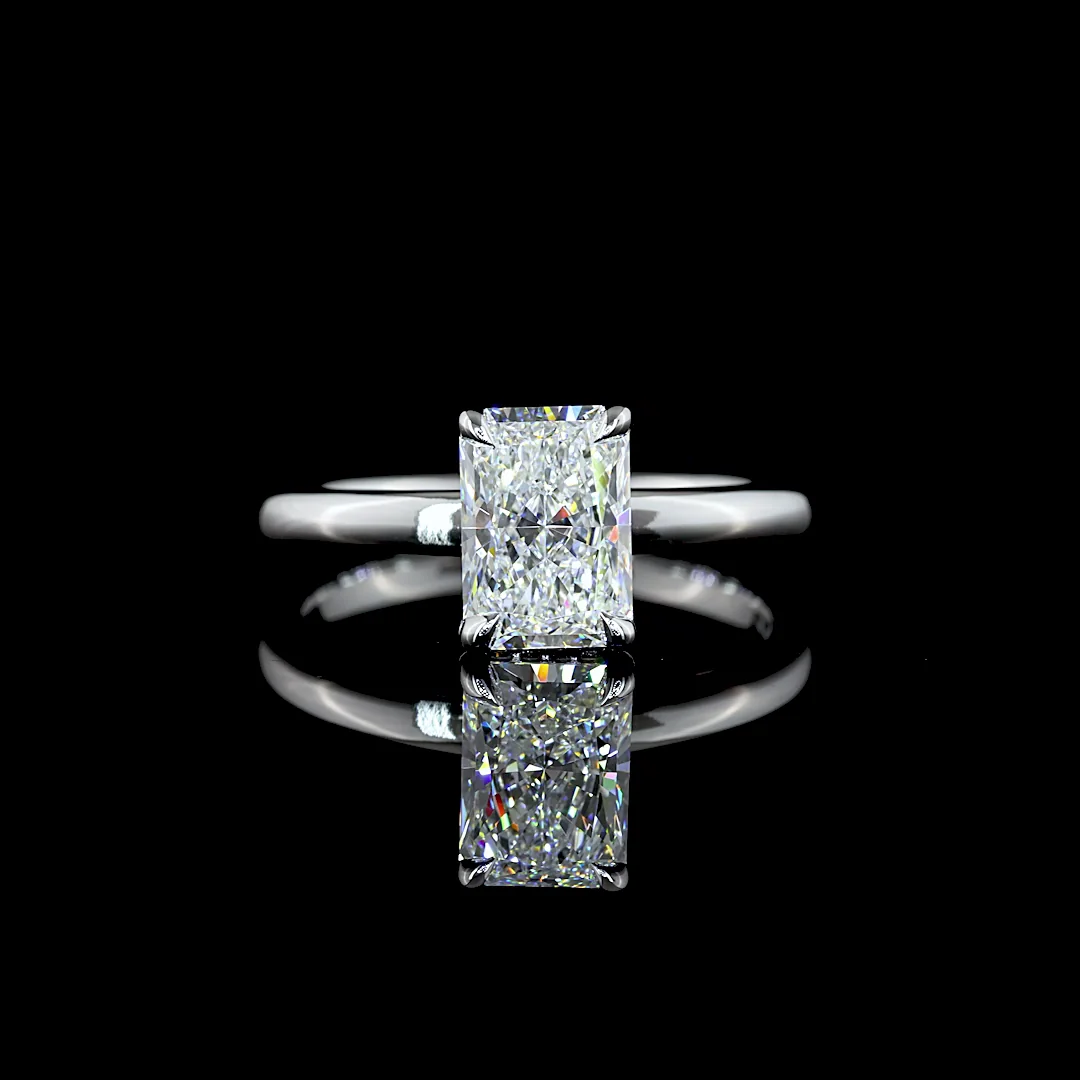 1.63 Cts 14k White Gold Radiant Shape Hidden Halo Ring
