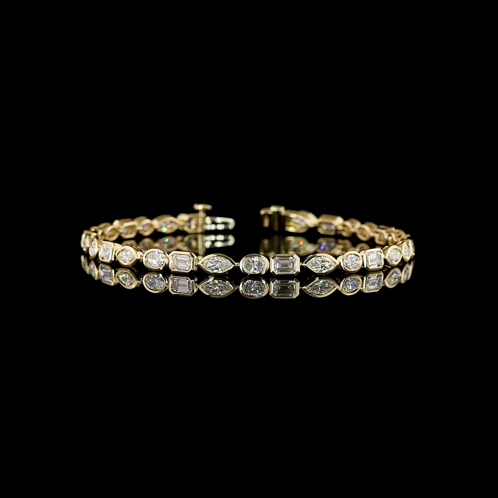 5.28 Cts 14k Yellow Gold Emerald Shape Tennis Bracelet