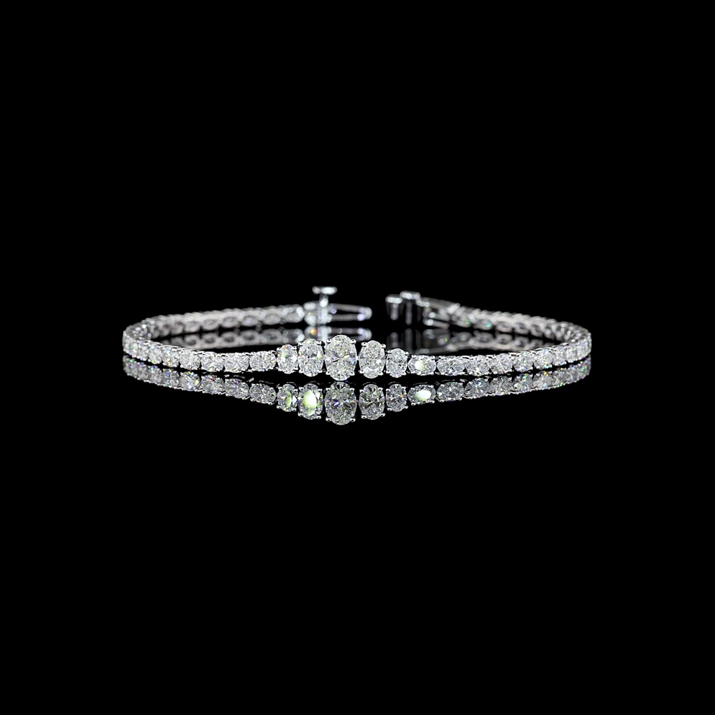 4.59 Cts 14k White Gold Oval Shape Riviera Bracelet