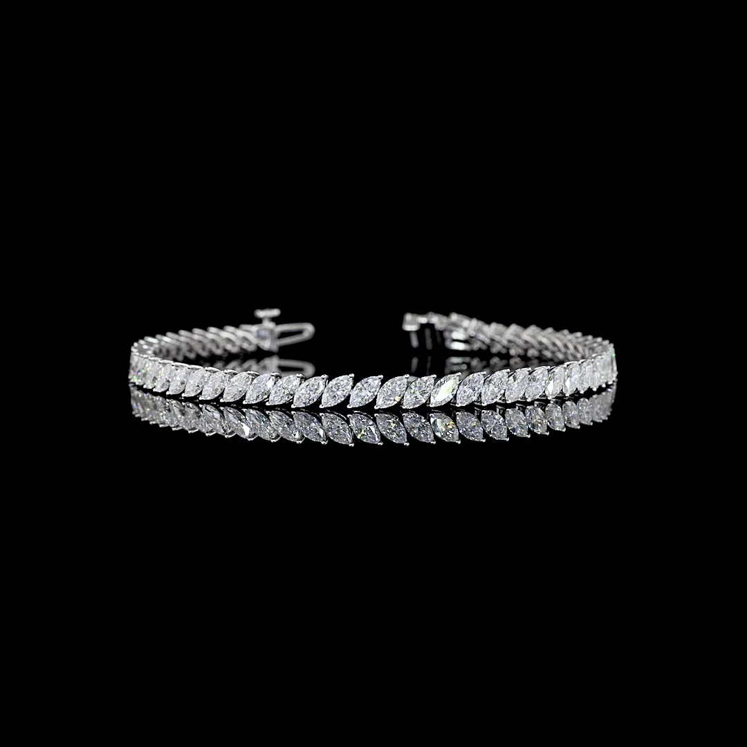 6.65 Cts 14k White Gold Marquise Shape Tennis Bracelet
