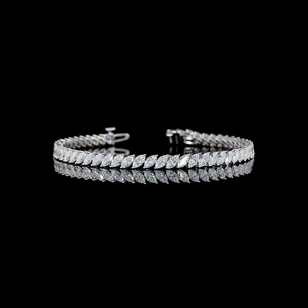 6.65 Cts 14k White Gold Marquise Shape Tennis Bracelet