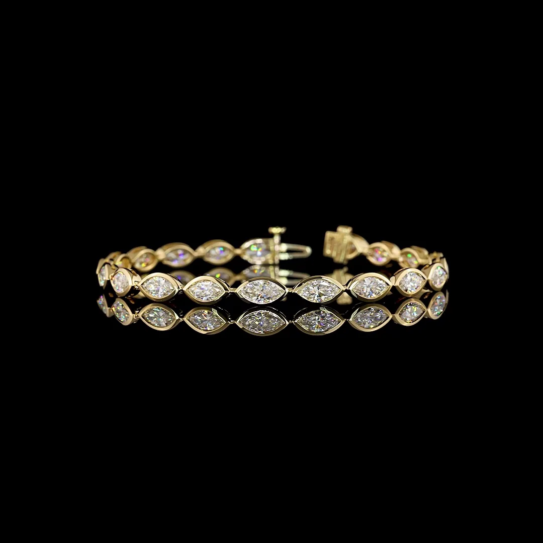7.28 Cts 14k Yellow Gold Marquise Shape Tennis Bracelet