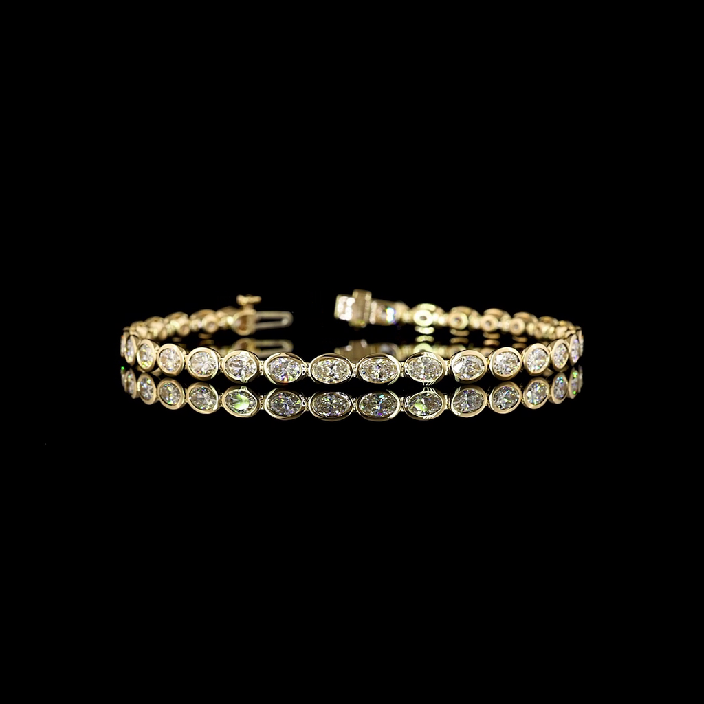 5.4 Cts 14k Yellow Gold Oval Shape Tennis Bracelet