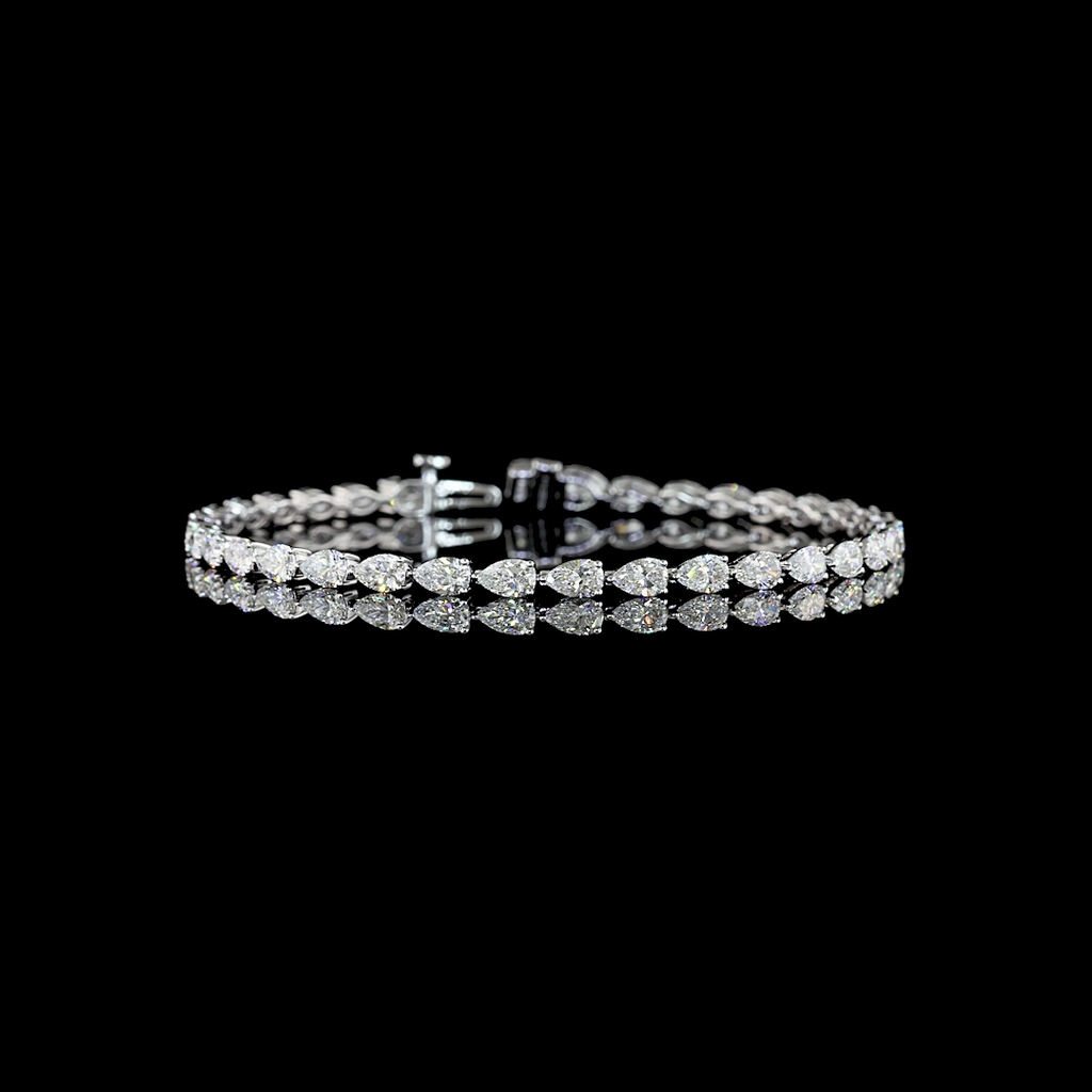 6.1 Cts 14k White Gold Pear Shape Tennis Bracelet