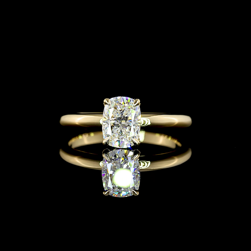 1.08 Cts 14k Yellow Gold Mix Shape Hidden Halo Ring