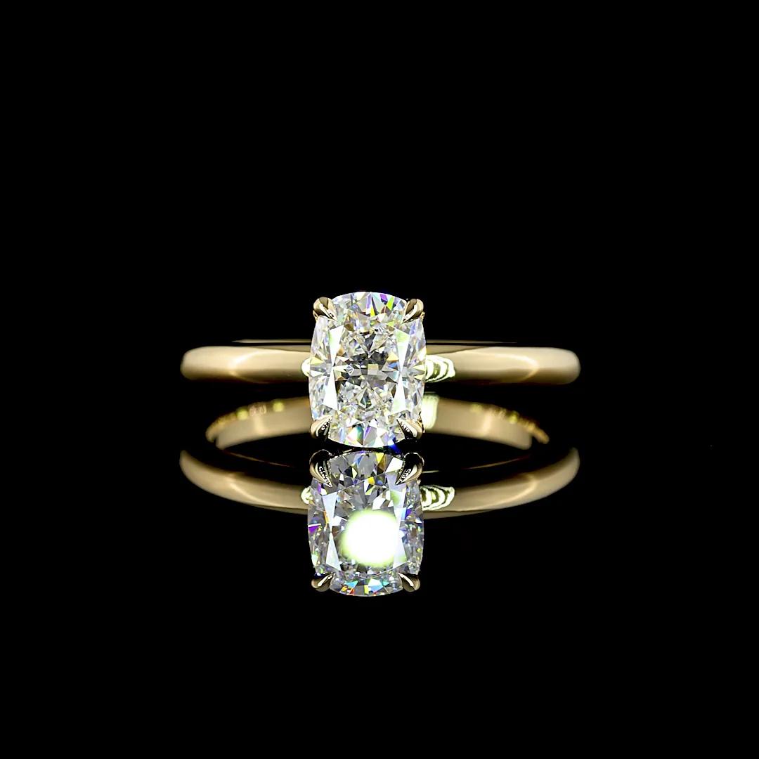 1.08 Cts 14k Yellow Gold Mix Shape Hidden Halo Ring