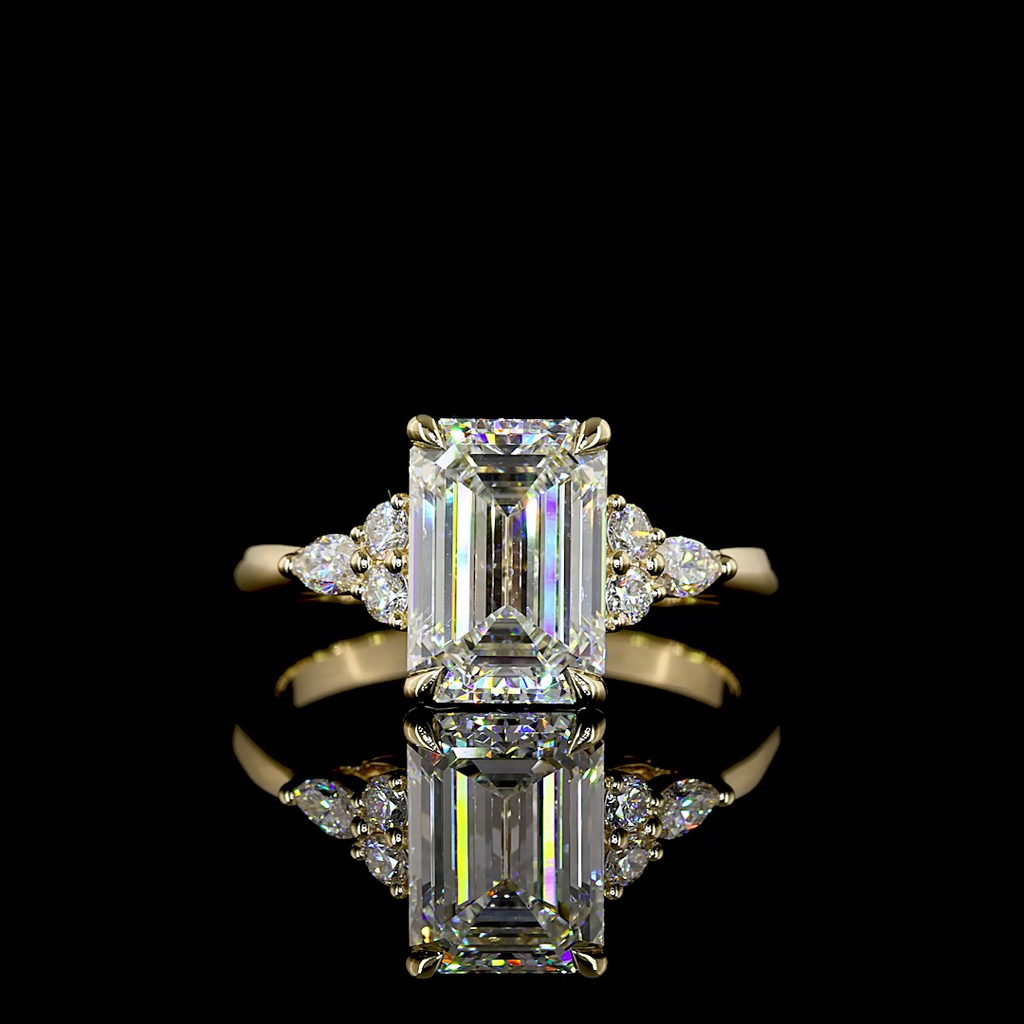 2.81 Cts 14k Yellow Gold Emerald Shape Special Ring