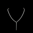 19.84 Cts 14k White Gold Oval Shape Lariat Necklace