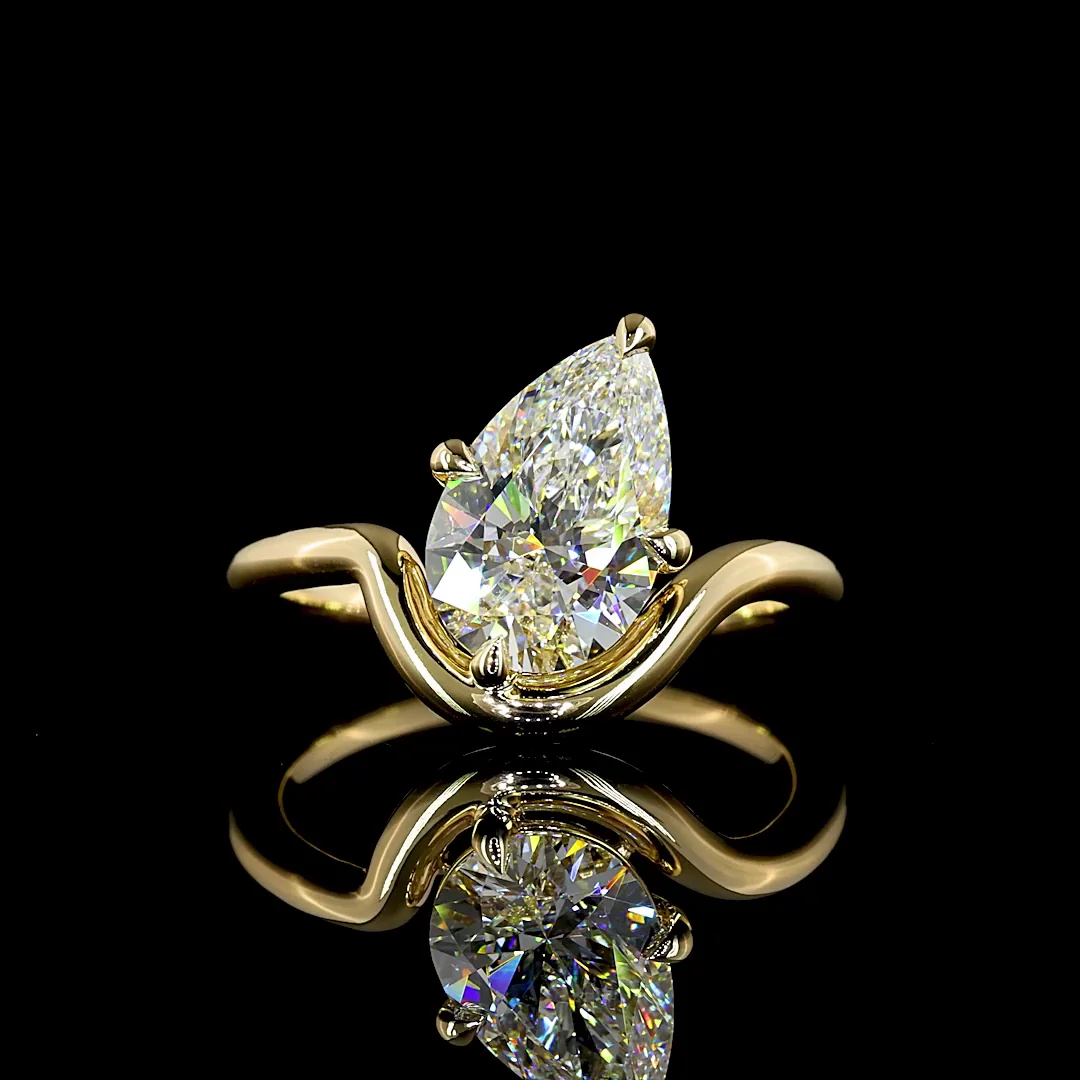 2.12 Cts 14k Yellow Gold Pear Shape Special Ring