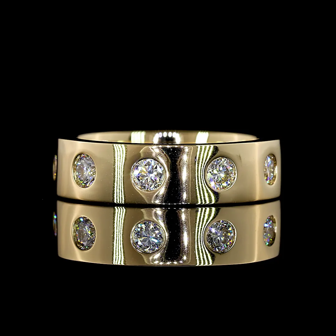 0.82 Cts 14k Yellow Gold Round Shape Eternity Band Ring