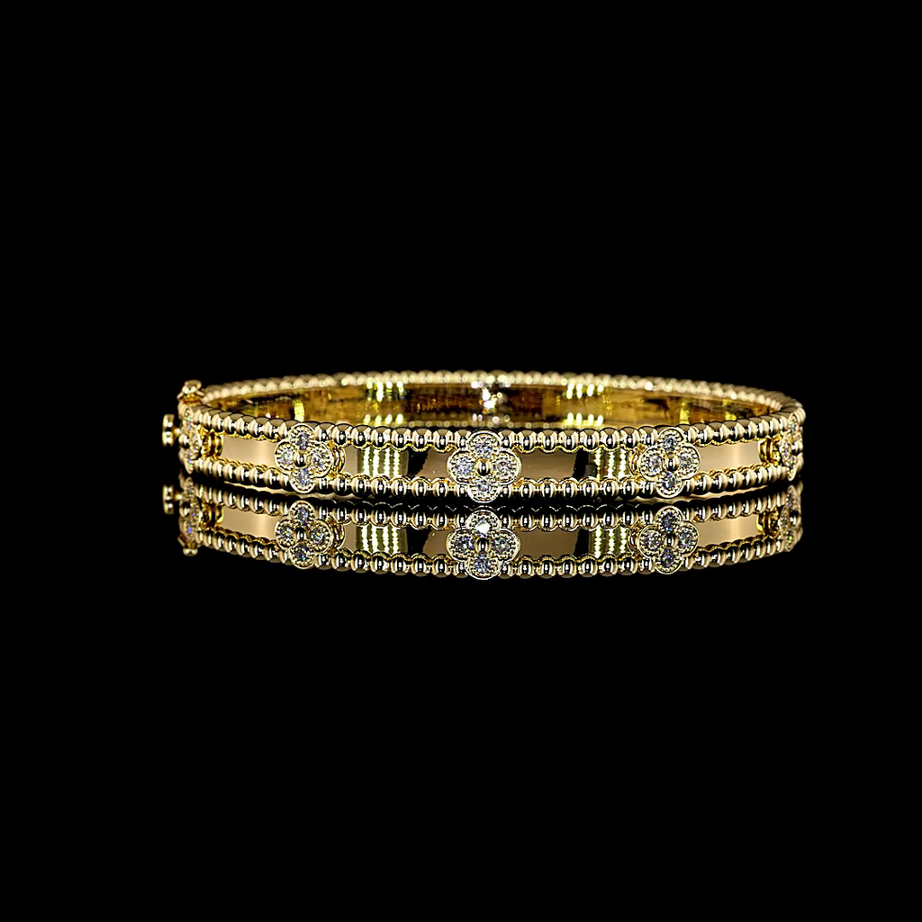 1.12 Cts 18k Yellow Gold Round Shape Bangles Bracelet