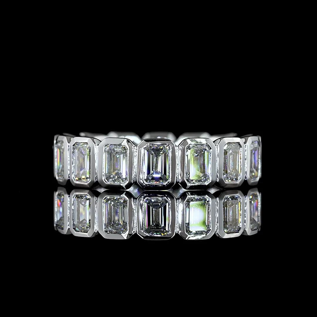 3.14 Cts 14k White Gold Emerald Shape Eternity Band Eternity Band