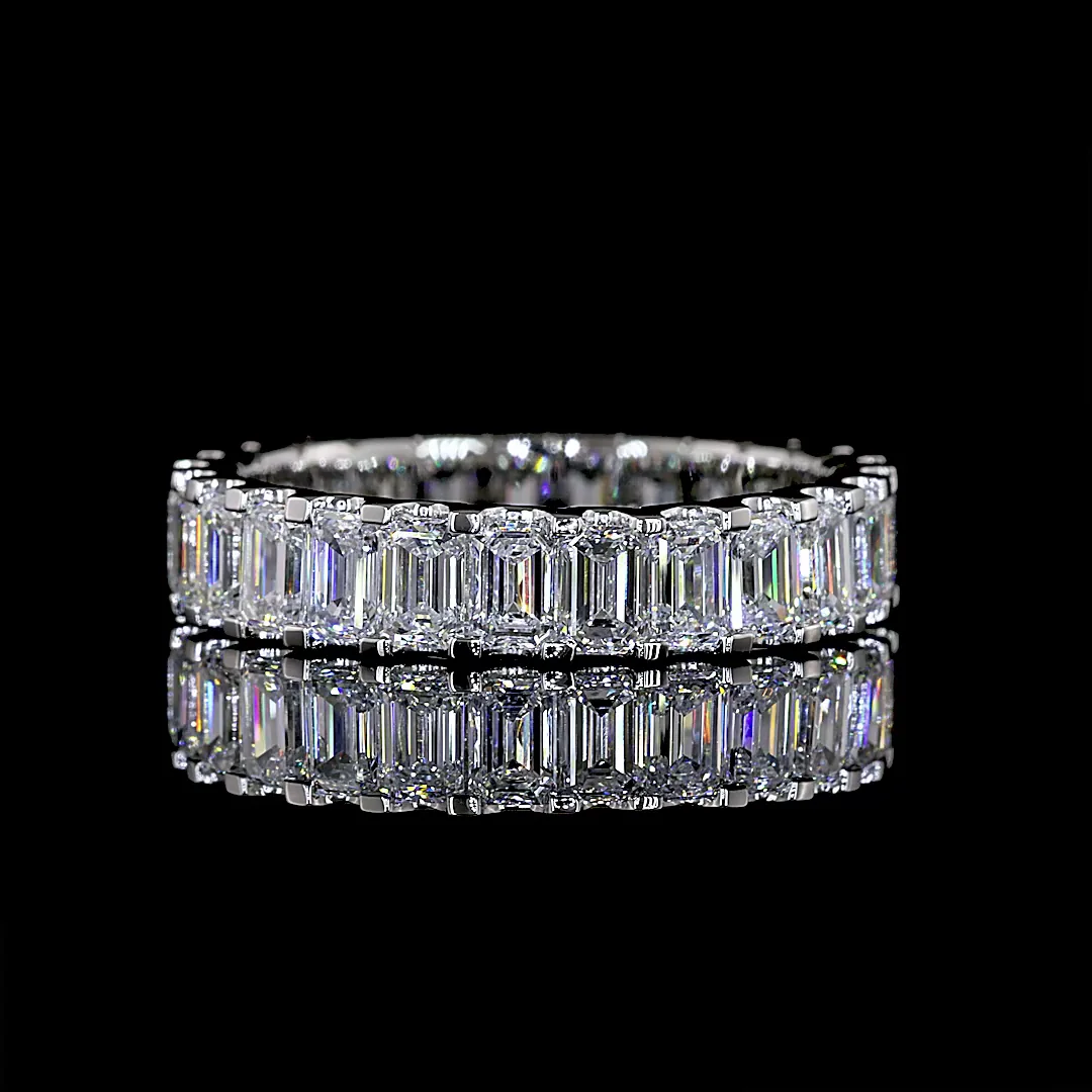 2.95 Cts Platinum Emerald Shape Eternity Band Eternity Band