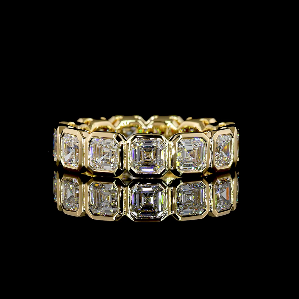 4.03 Cts 18k Yellow Gold Asscher Shape Eternity Band Eternity Band