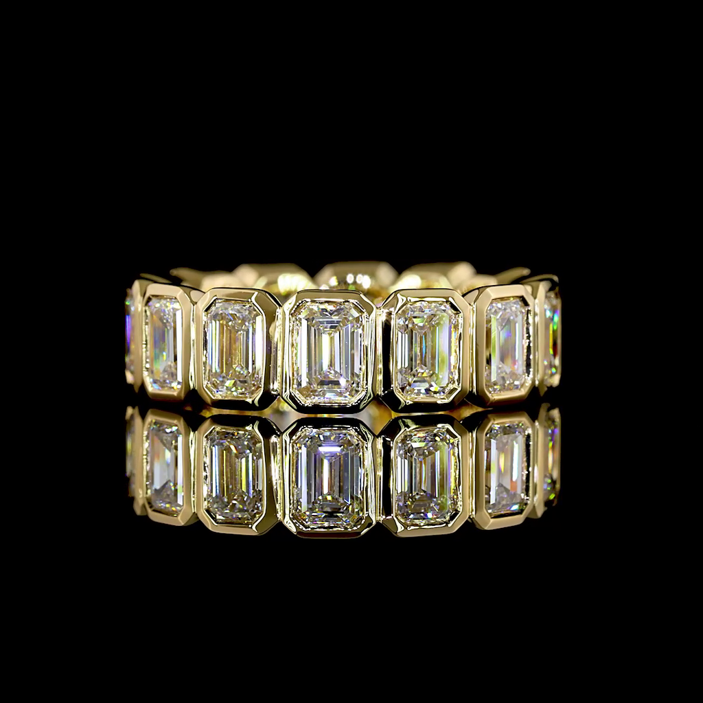 3.21 Cts 18k Yellow Gold Emerald Shape Eternity Band Eternity Band