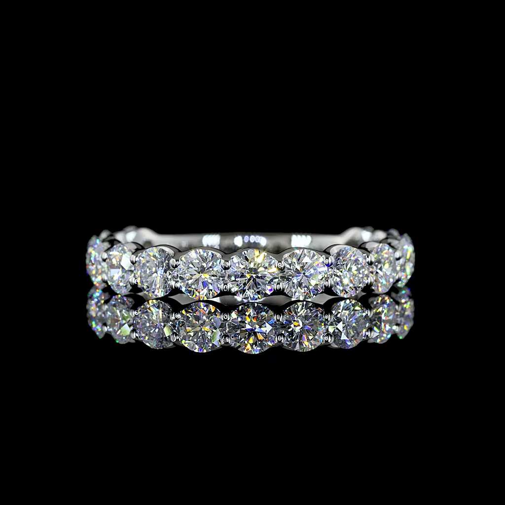 2 Cts Platinum Round Shape 3/4 Band Eternity Band