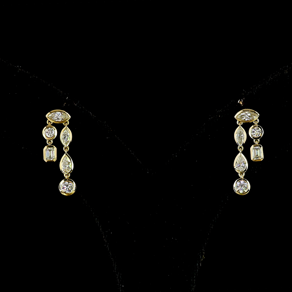 0.98 Cts 14k Yellow Gold Marquise Shape Hanging Earring