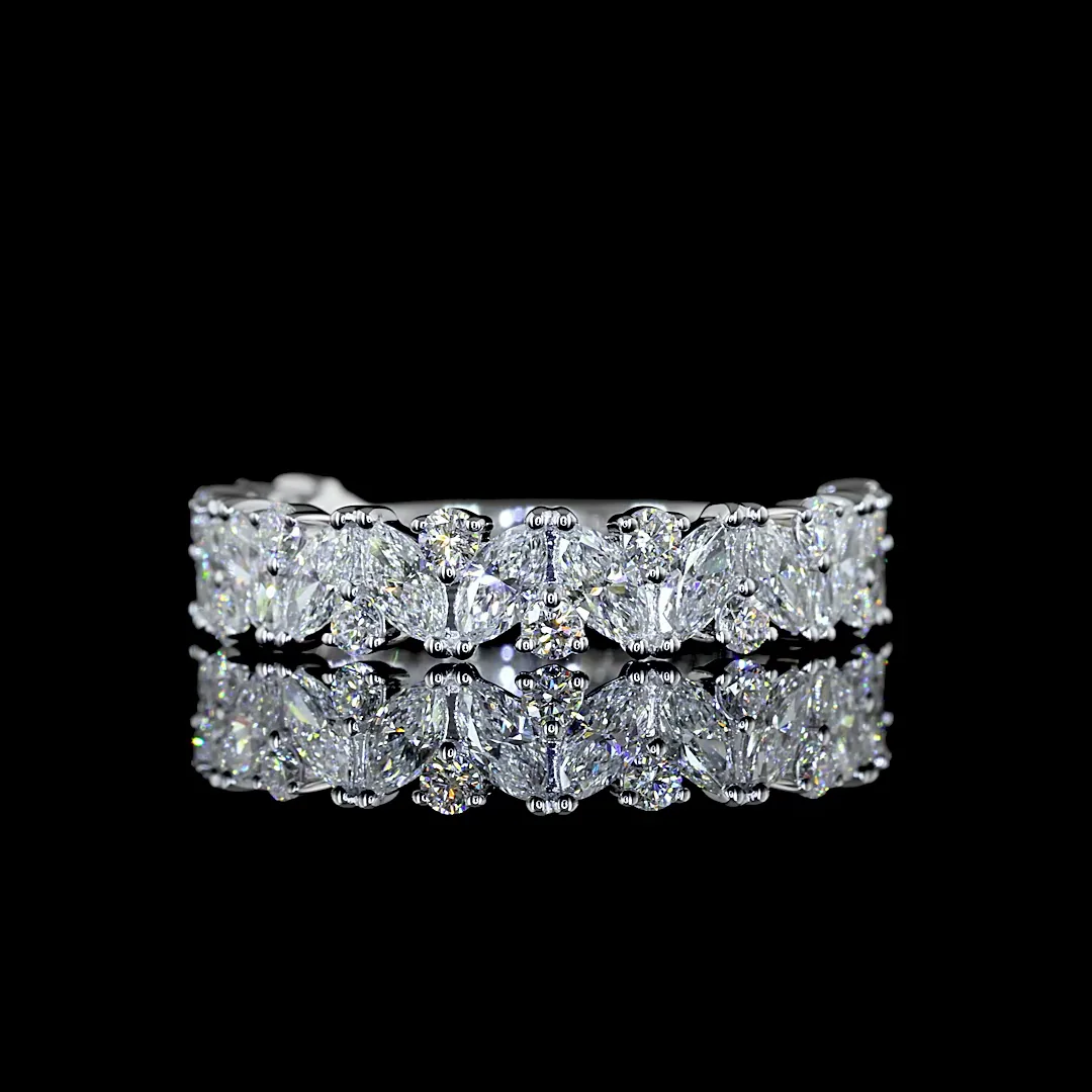 1.11 Cts 14k White Gold Mix Shape 3/4 Band Eternity Band