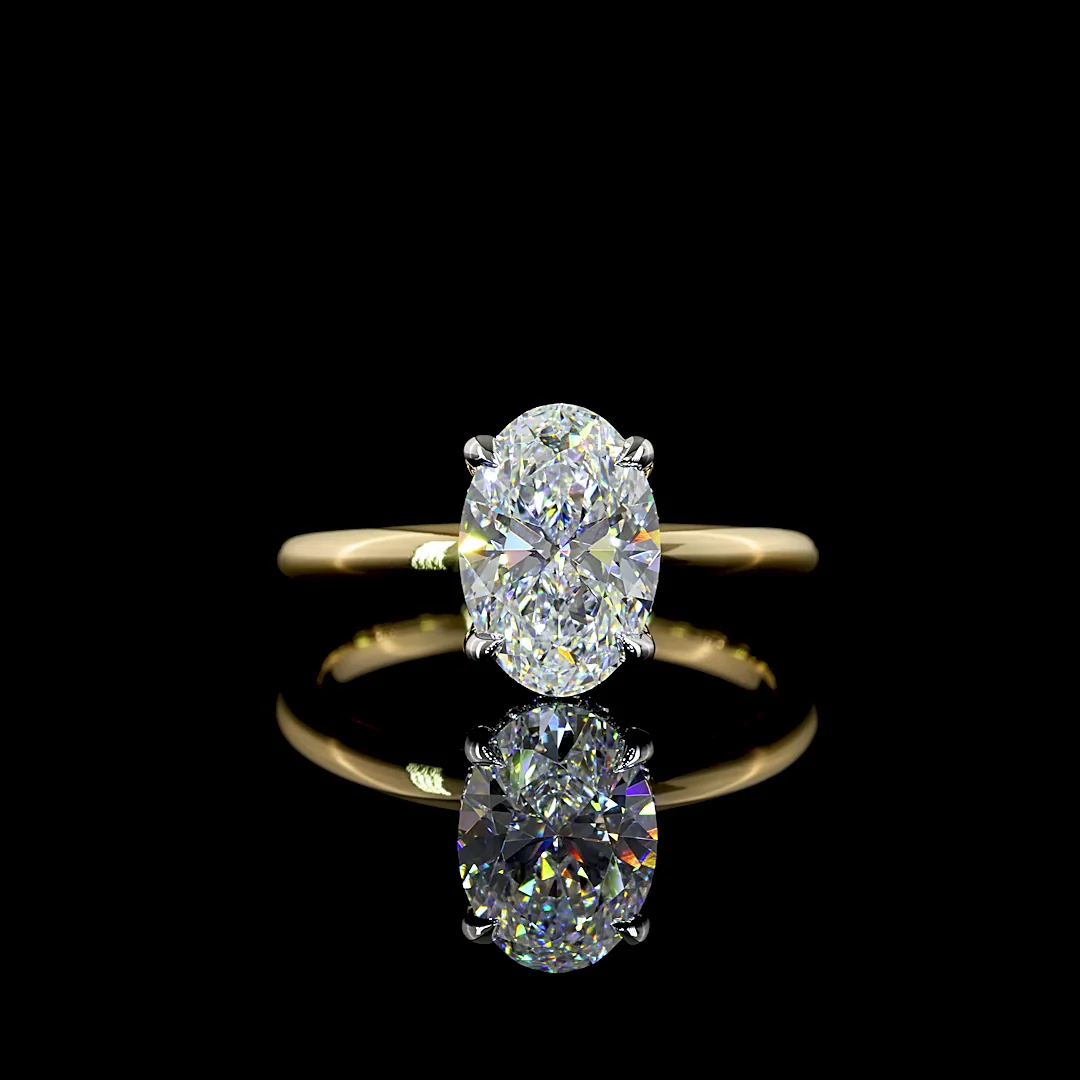 2.09 Cts 14k Two Tone Oval Shape Hidden Halo Ring