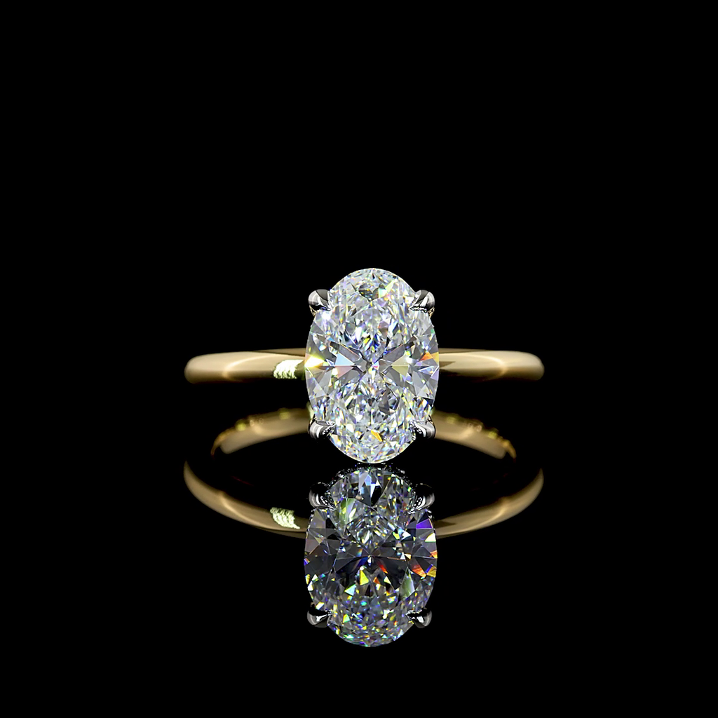 2.09 Cts 14k Two Tone Oval Shape Hidden Halo Ring