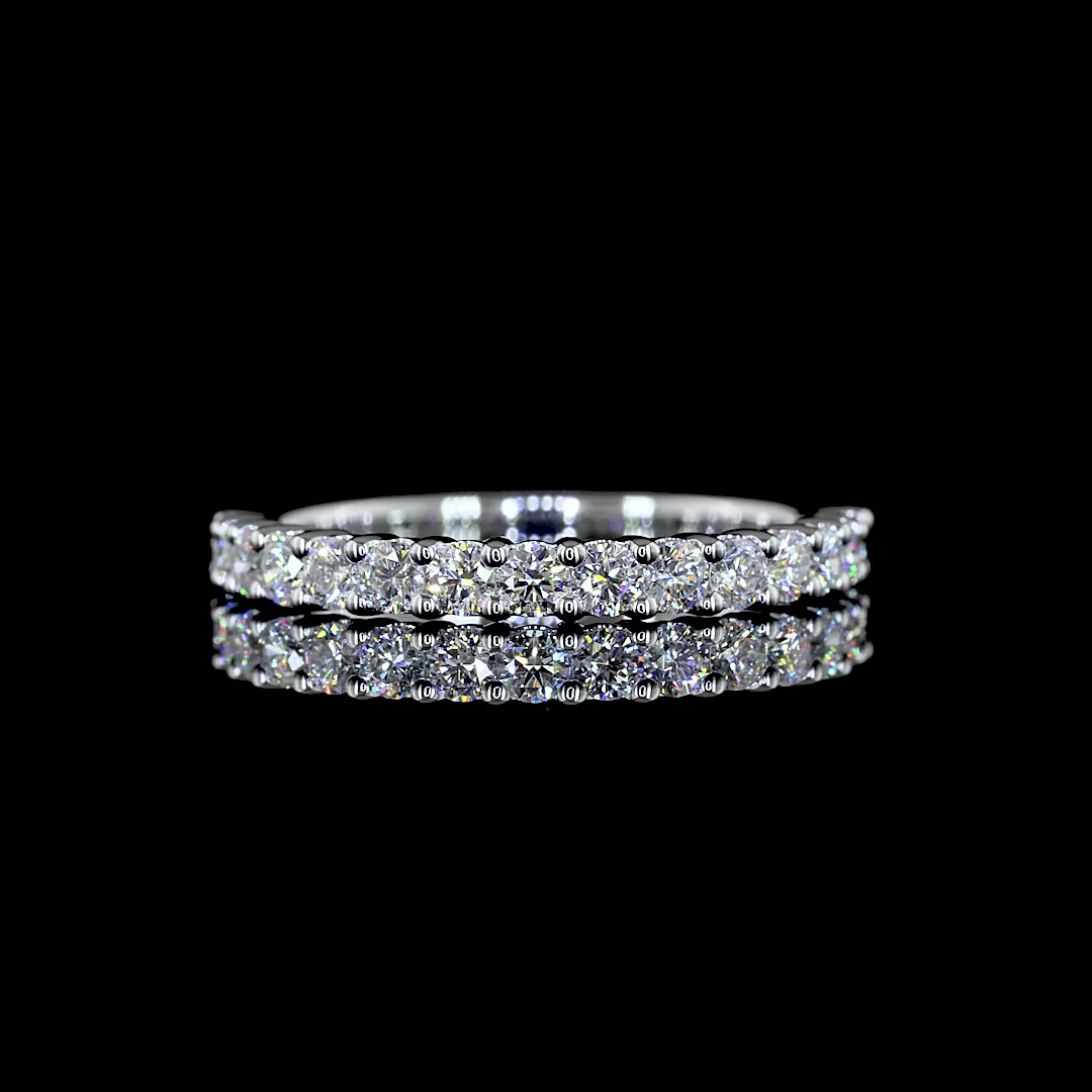 0.61 Cts 14k White Gold Round Shape Half Eternity Eternity Band