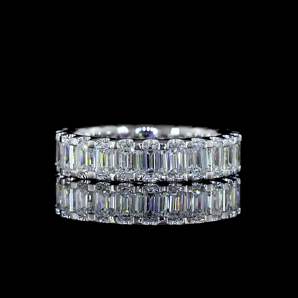 2.44 Cts 14k White Gold Emerald Shape Eternity Band Eternity Band