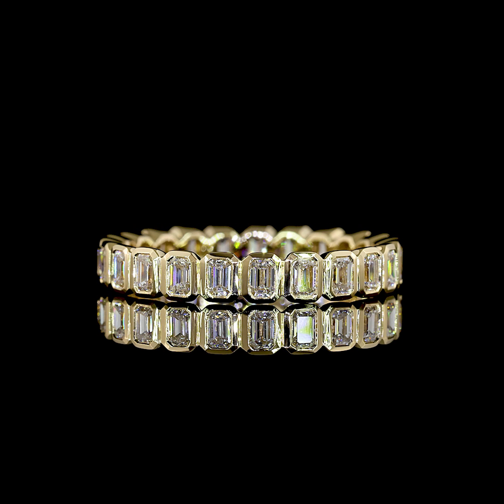 0.98 Cts 14k Yellow Gold Emerald Shape Eternity Band Eternity Band