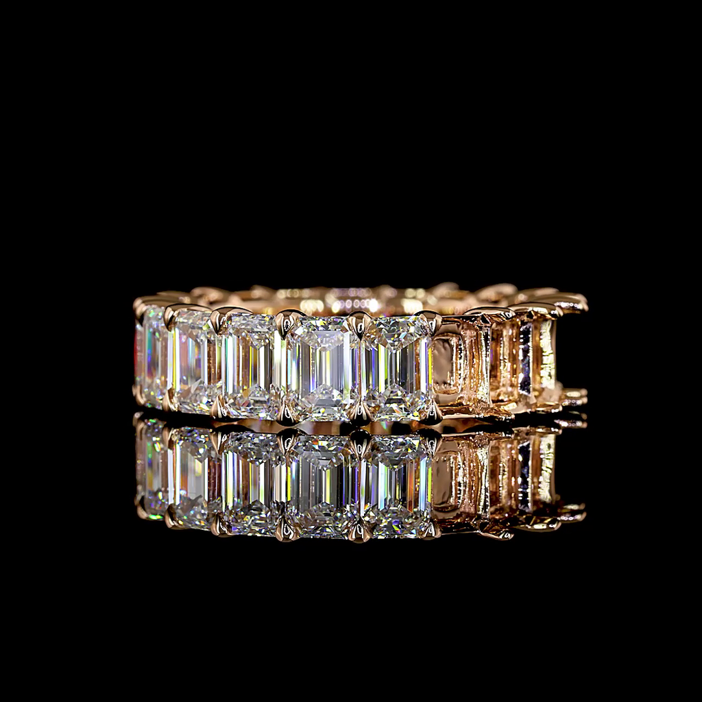 2.91 Cts 18k Rose Gold Emerald Shape Eternity Band Eternity Band