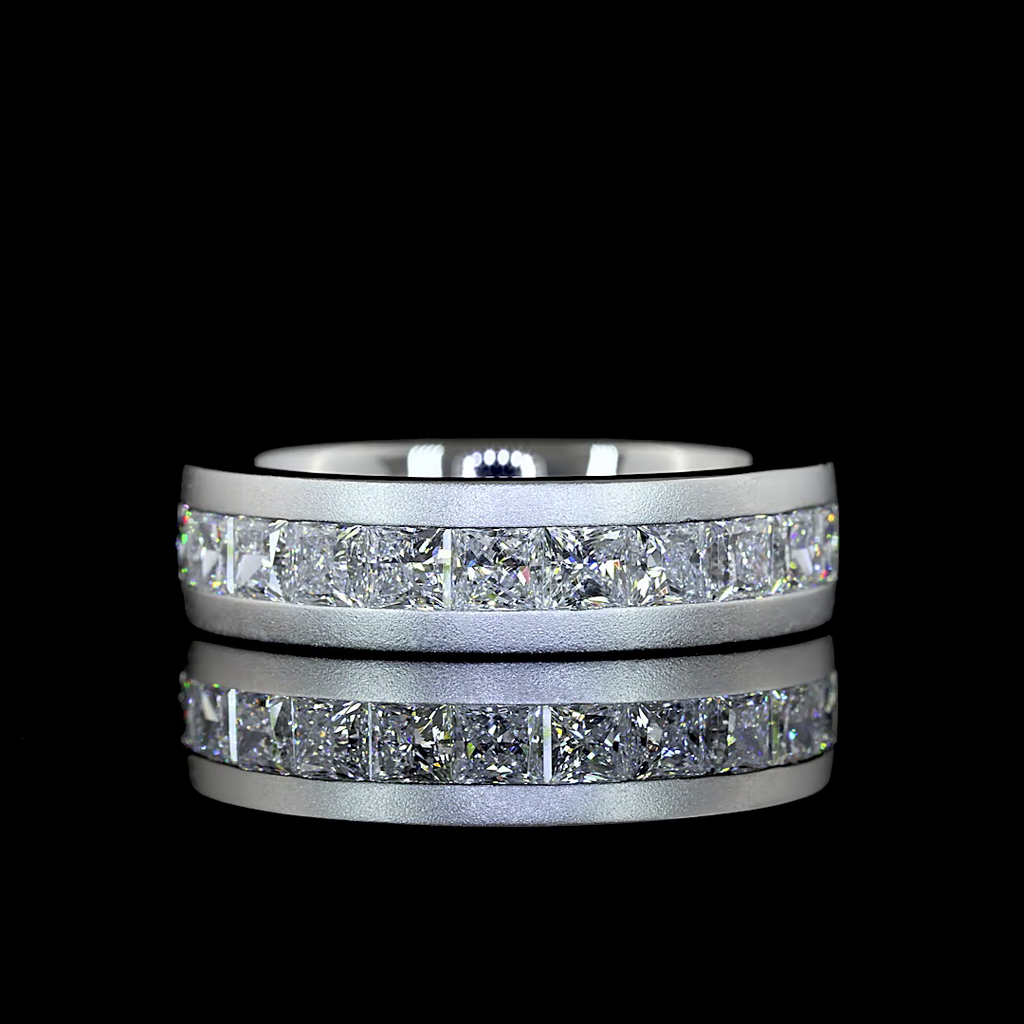 1.82 Cts Platinum Princess Shape Half Eternity Eternity Band