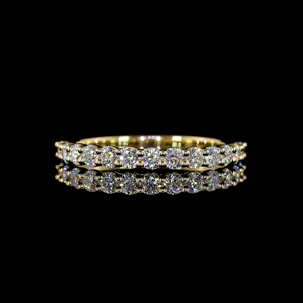 0.45 Cts 14k Yellow Gold Round Shape Half Eternity Eternity Band