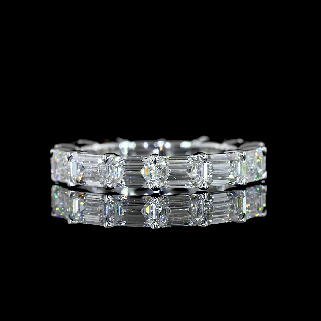 3.71 Cts 18k White Gold Emerald Shape Eternity Band Eternity Band