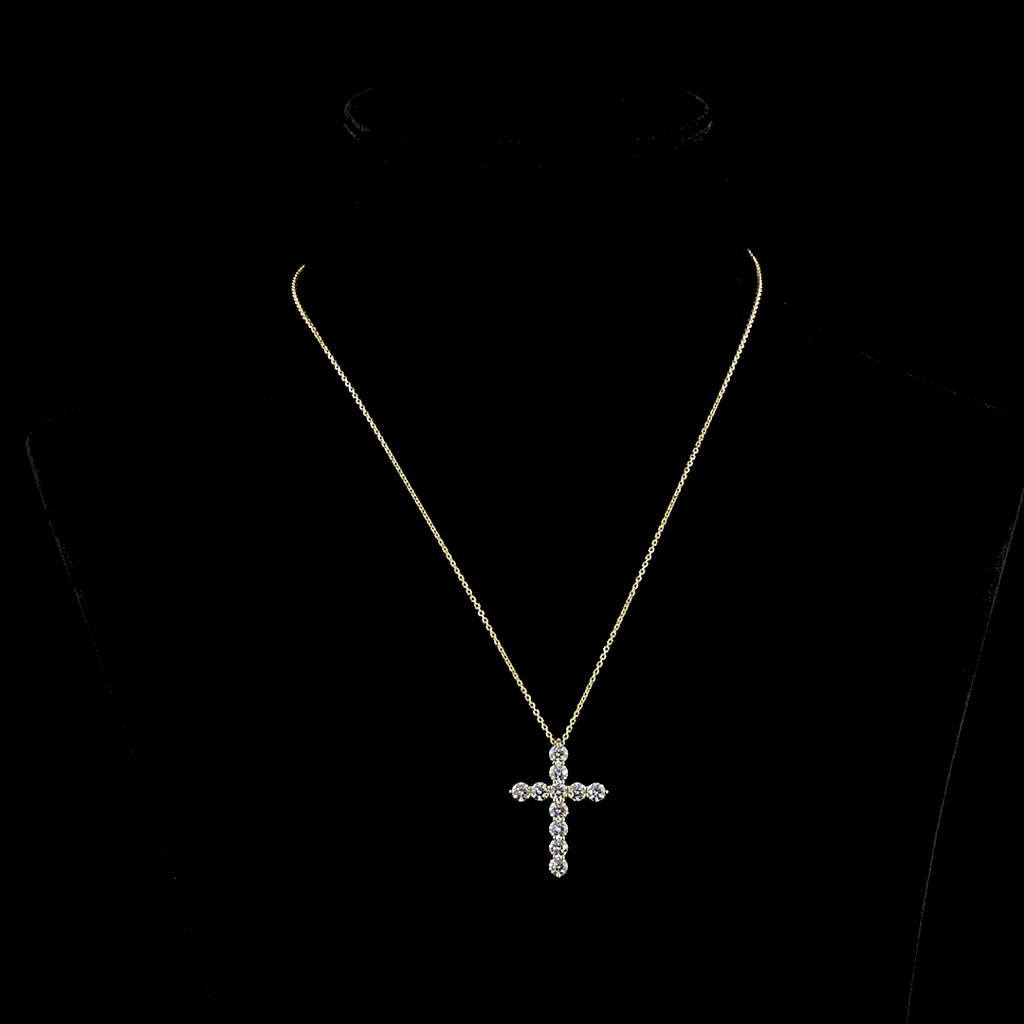 1 Cts 14k Yellow Gold Round Shape Cross Pendant
