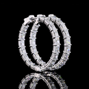7.07 Cts 14k White Gold Radiant Shape Hoops Earring