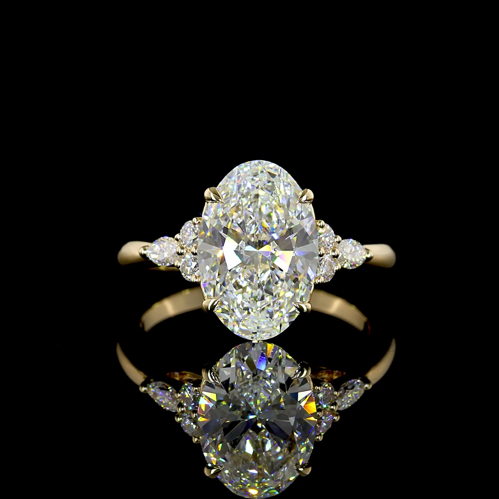 3.35 Cts 14k Yellow Gold Oval Shape Split Shank Ring