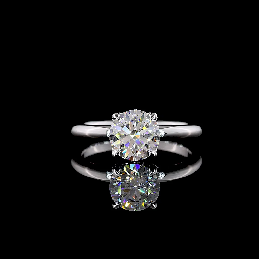 1.63 Cts 14k White Gold Round Shape Hidden Halo Ring