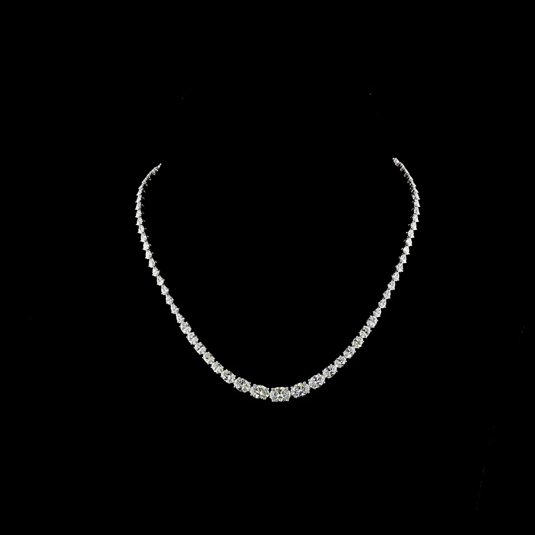 12.12 Cts 14k White Gold Oval Shape Riviera Necklace