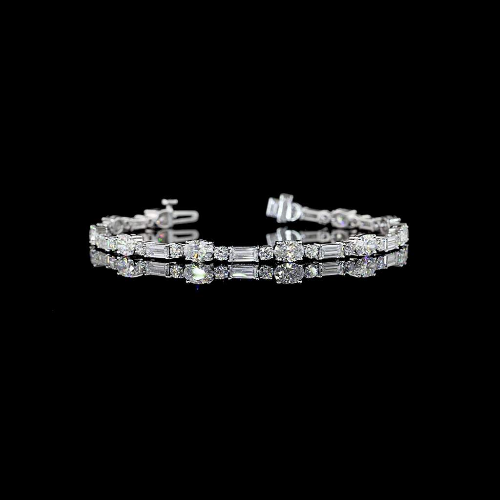 6.8 Cts 14k White Gold Mix Shape Tennis Bracelet