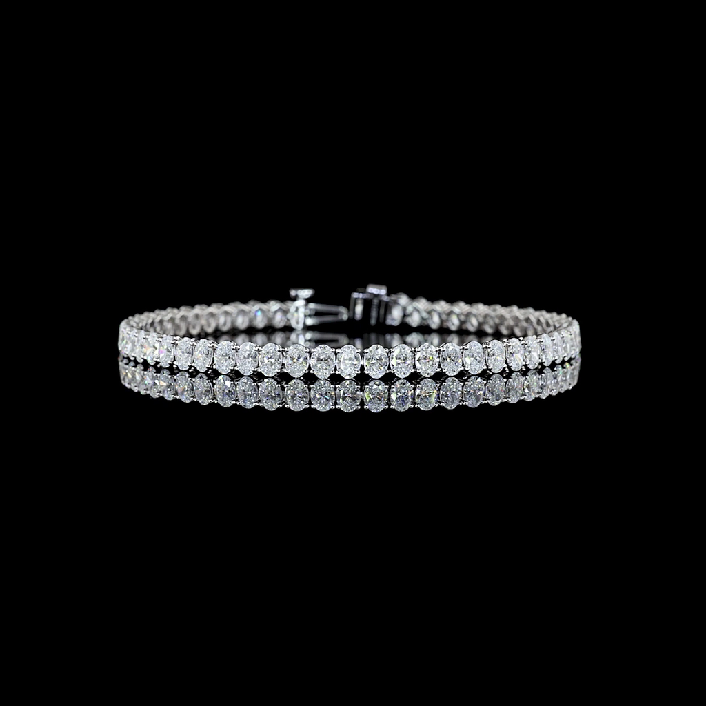 7.64 Cts 14k White Gold Oval Shape Tennis Bracelet