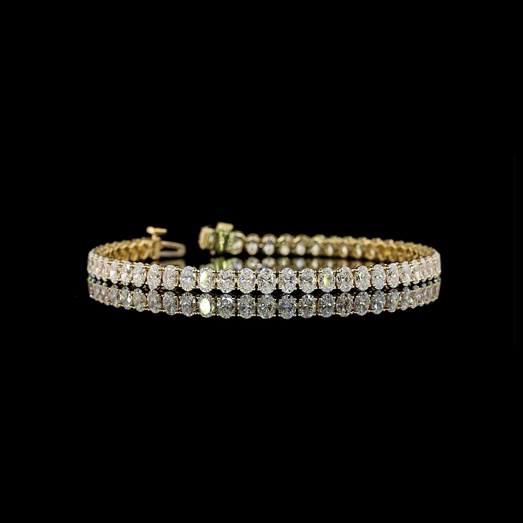 7.8 Cts 14k Yellow Gold Oval Shape Tennis Bracelet