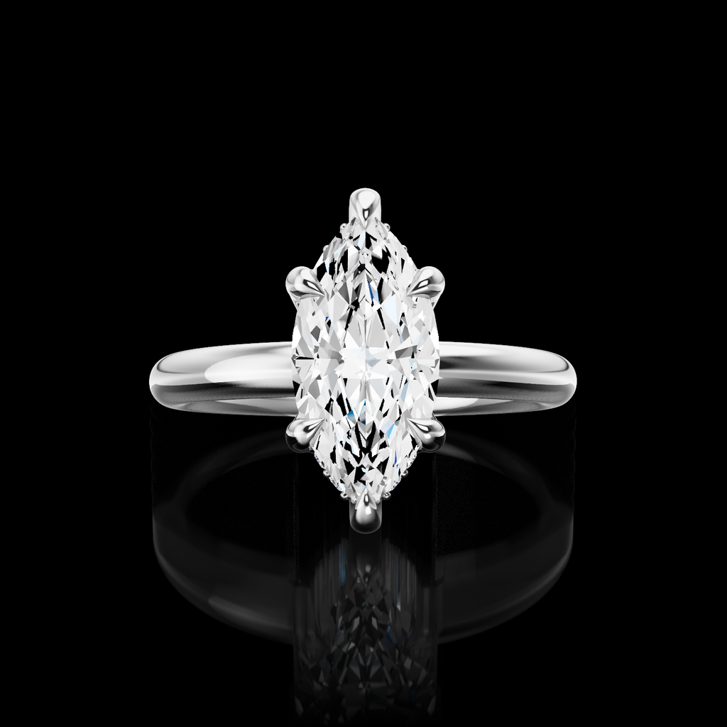 1.66 Cts 14k White Gold Marquise Shape Hidden Halo Ring