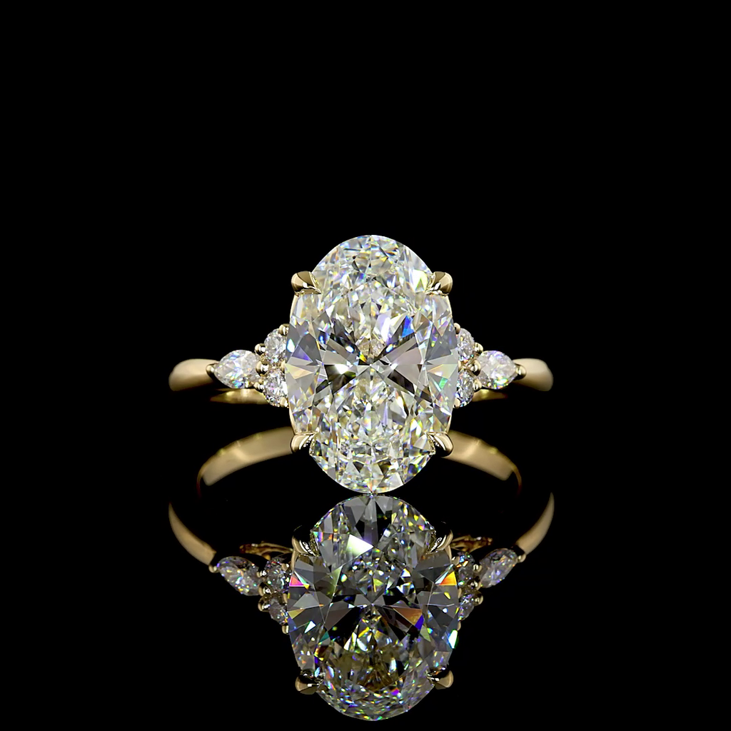 4.32 Cts 14k Yellow Gold Oval Shape Special Ring