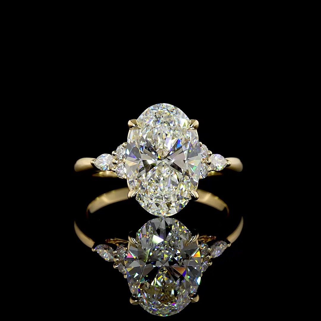 4.32 Cts 14k Yellow Gold Oval Shape Special Ring