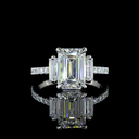 3.38 Cts Platinum Emerald Shape Hidden Halo Ring