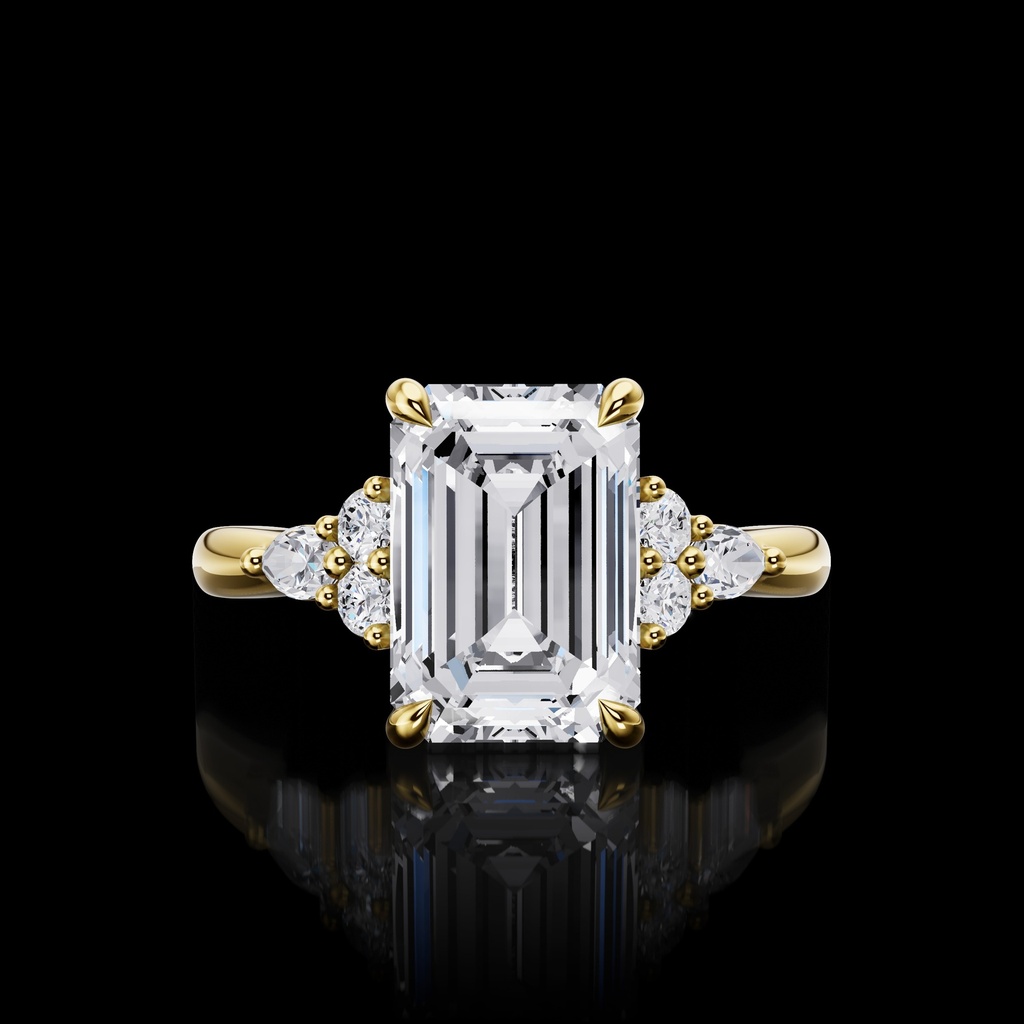 3.25 Cts 14k Yellow Gold Emerald Shape Special Ring