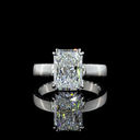 3.9 Cts Platinum Radiant Shape Solitaire Diamond Shank Ring