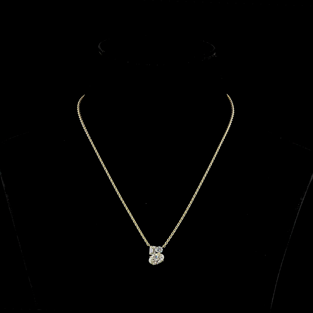 2.24 Cts 14k Yellow Gold Mix Shape Pendant Pendant