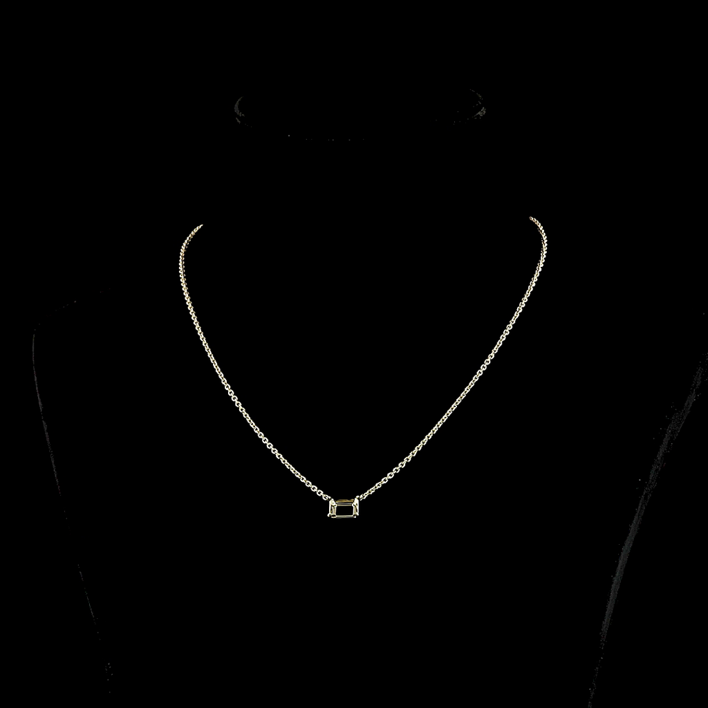 2.04 Cts 14k White Gold Emerald Shape Solitaire Pendant