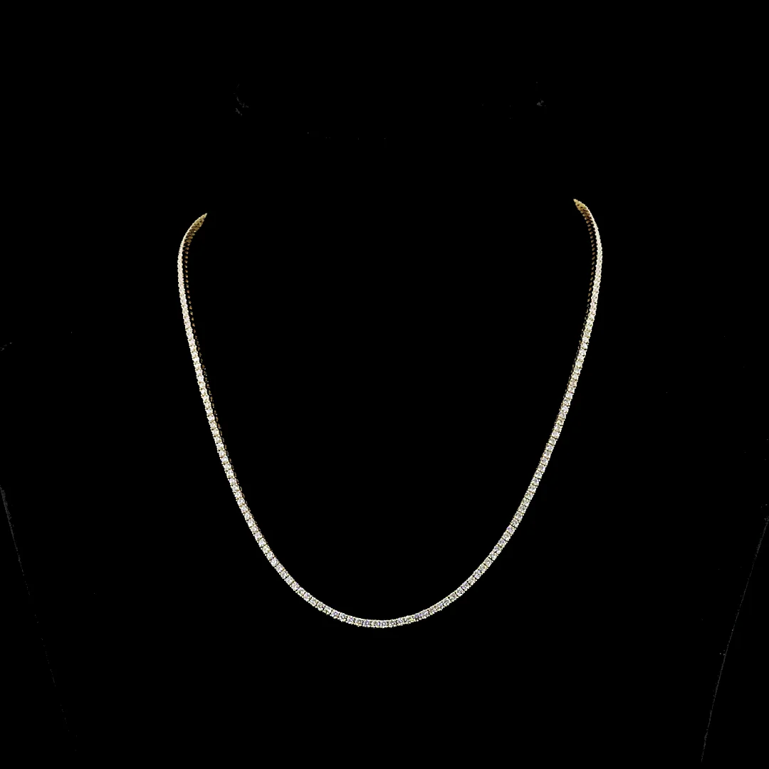 4.98 Cts 14k Yellow Gold Round Shape Tennis Necklace