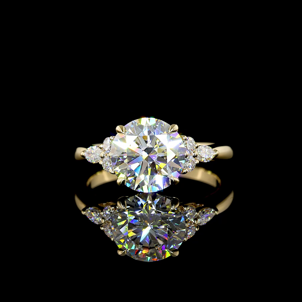 2.76 Cts 14k Yellow Gold Round Shape Split Shank Ring